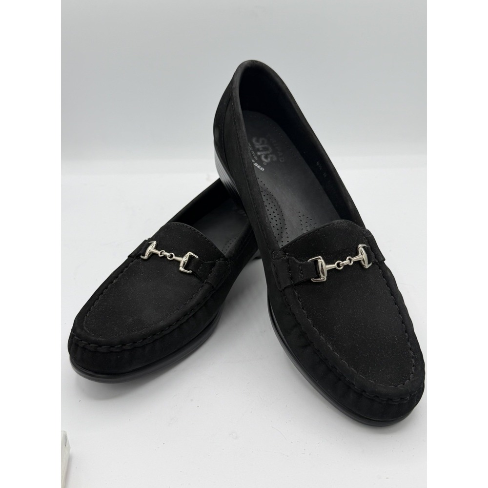 SAS Metro Women's Nubuck/Black Suede Horse Bit Loafers Slip-On Flat Size 8.5